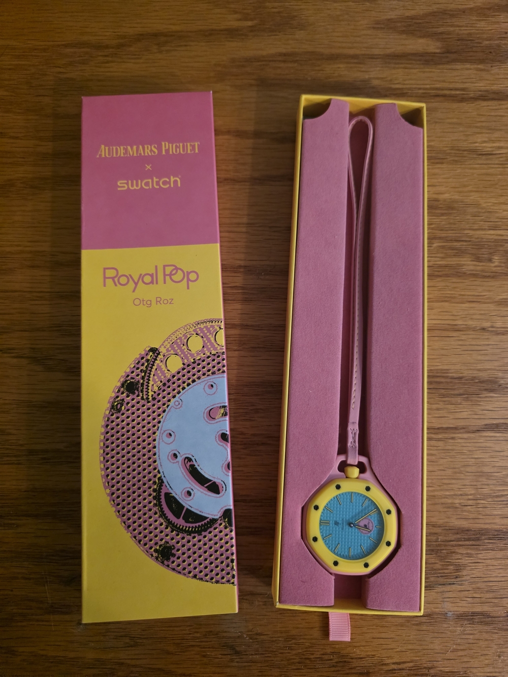 Audemars Piguet x Swatch Royal Pop Pink and Yellow Pocketwatch